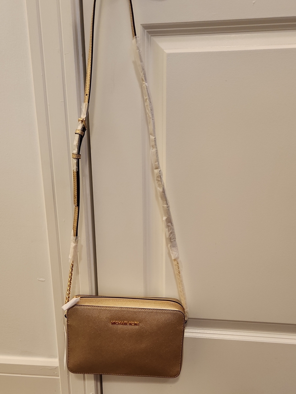 NWT Michael Kors Metallic Gold Leather Crossbody Bag